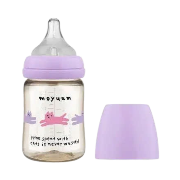 Bình sữa Moyuum họa tiết mèo 170ml tím