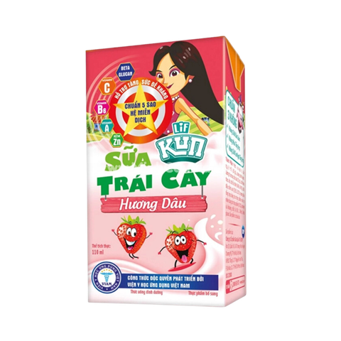 Sữa Kun trái cây hương dâu 110ml (lốc 4 hộp)