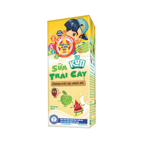Sữa Kun trái cây hương trái cây nhiệt đới 180ml (lốc 4 hộp)