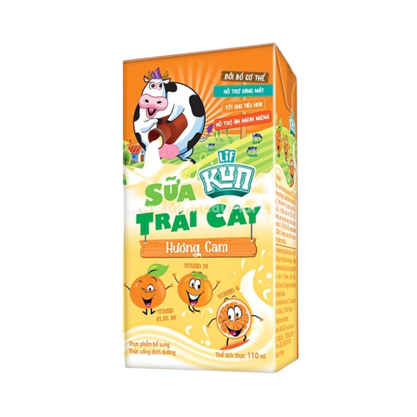 Sữa Kun trái cây hương cam 110ml (lốc 4 hộp)