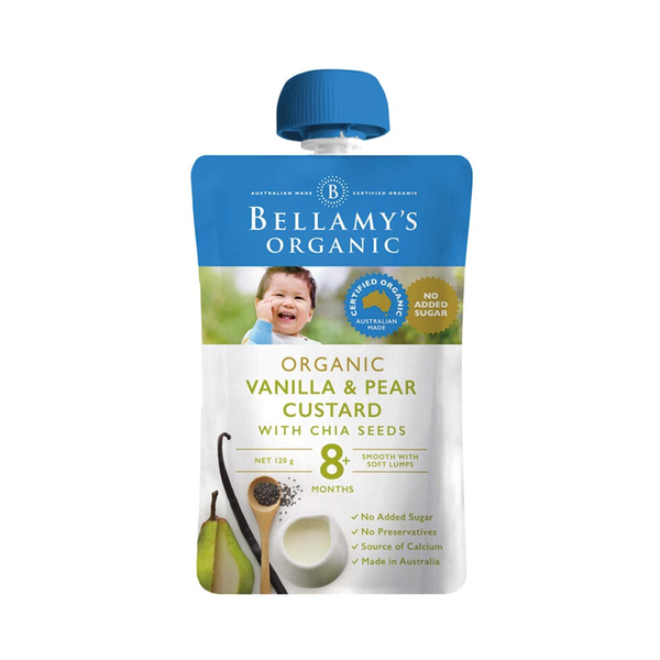 Kem sữa lê và hạt chia với chiết xuất Vanilla Bellamy's organic 8m+