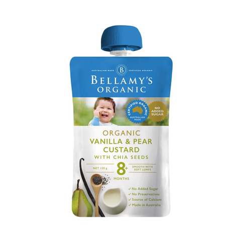 Kem sữa lê và hạt chia với chiết xuất Vanilla Bellamy's organic 8m+