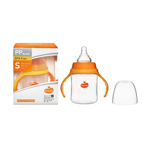 Bình sữa Wesser PP CR 180ml (có tay cầm)