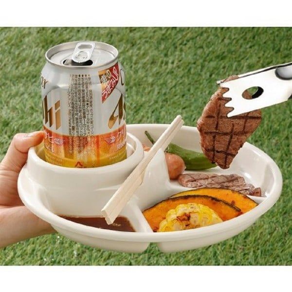 Khay ăn 3 ngăn cho bé kèm khay để cốc,thìa dĩa đỏ Konbini