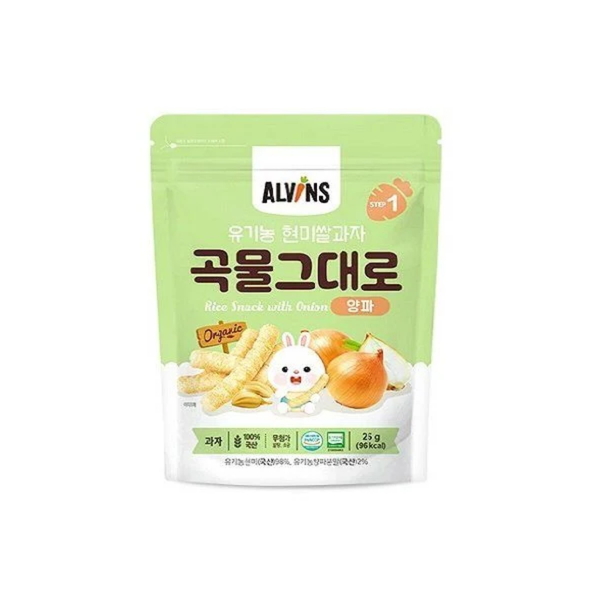 Bánh gạo lứt ăn dặm hữu cơ cho bé vị hành tây Alvins 25g (từ 6 tháng)