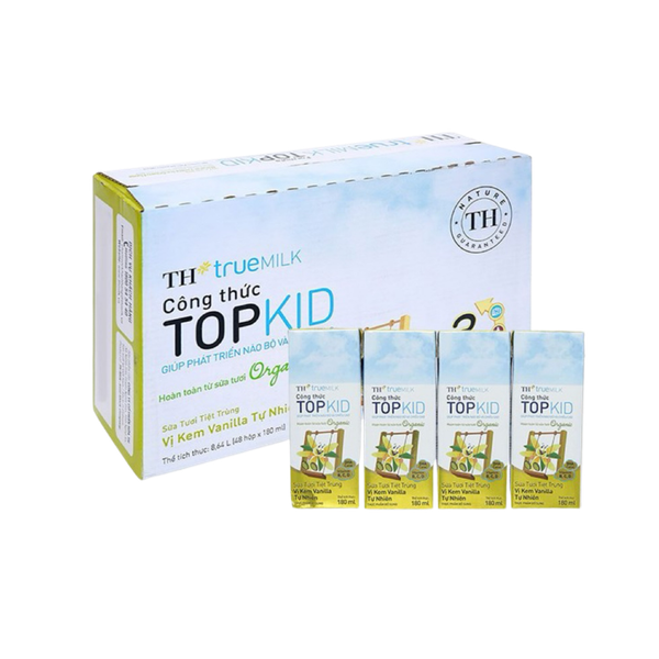 Sữa tươi tiệt trùng TH True Milk Topkid vani organic 180ml (lốc 4 hộp)