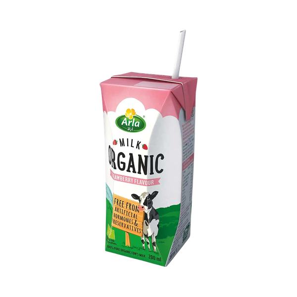 Sữa tươi hữu cơ Arla 200ml vị dâu (thùng 12 hộp, bán lẻ hộp)
