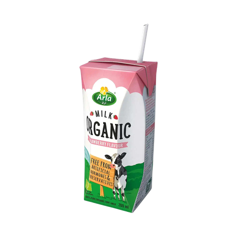 Sữa tươi hữu cơ Arla 200ml vị dâu (thùng 12 hộp, bán lẻ hộp)