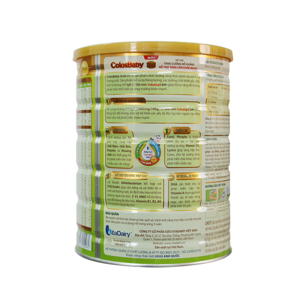 Sữa ColosBaby Gold 0+ vị thanh nhạt (800g) cho bé từ 0–12 tháng tuổi