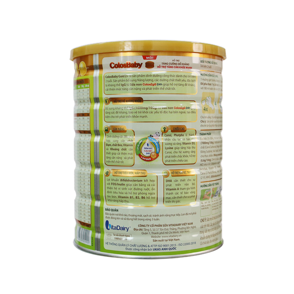 Sữa ColosBaby Gold 2+ vị thanh nhạt (800g) cho bé trên 2 tuổi