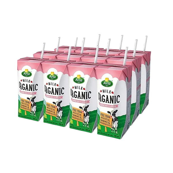 THÙNG Sữa tươi hữu cơ Arla 200ml vị dâu (12 hộp)