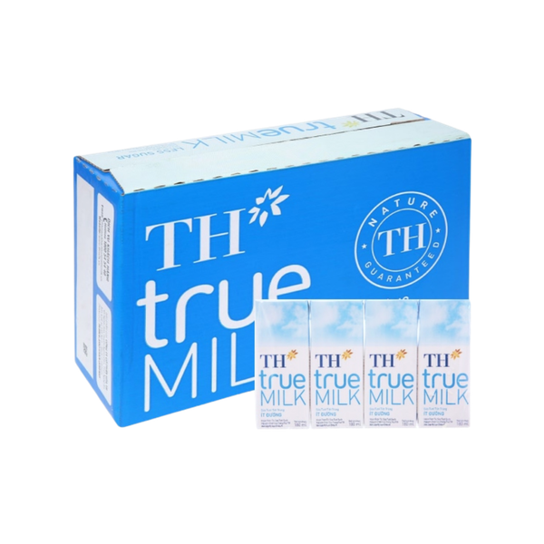 Sữa tươi tiệt trùng TH True Milk ít đường 180ml (lốc 4 hộp)