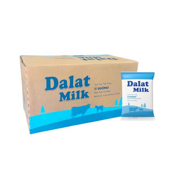 Sữa tươi tiệt trùng Dalat Milk ít đường 220ml