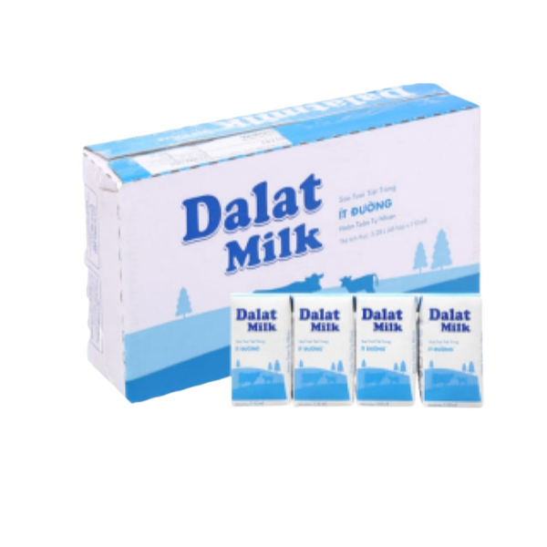 Sữa tươi tiệt trùng Dalat Milk ít đường 110ml (lốc 4 hộp)