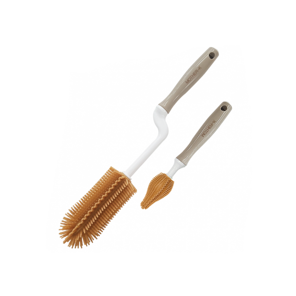 Bộ cọ bình sữa, núm ti silicone Mother-K màu vàng