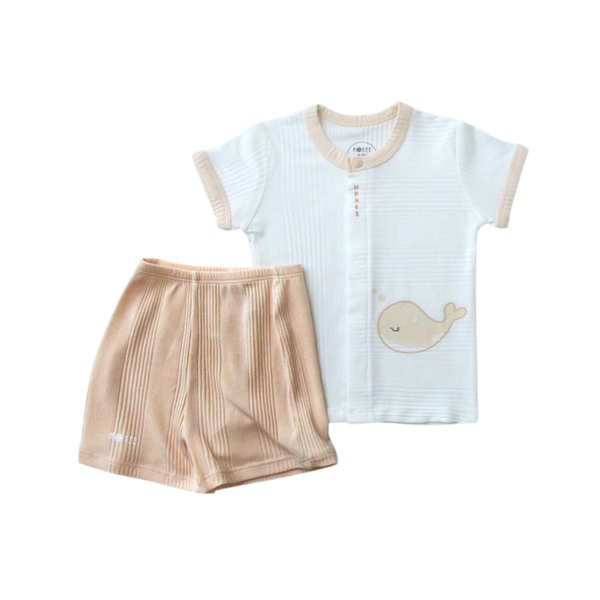 Bộ cộc tay cài giữa modal organic Hrnee