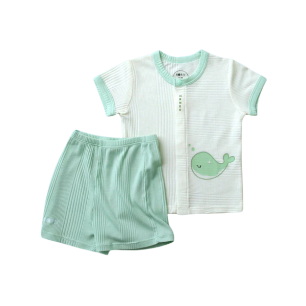 Bộ cộc tay cài giữa modal organic Hrnee