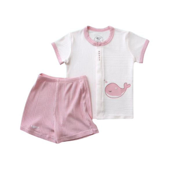 Bộ cộc tay cài giữa modal organic Hrnee