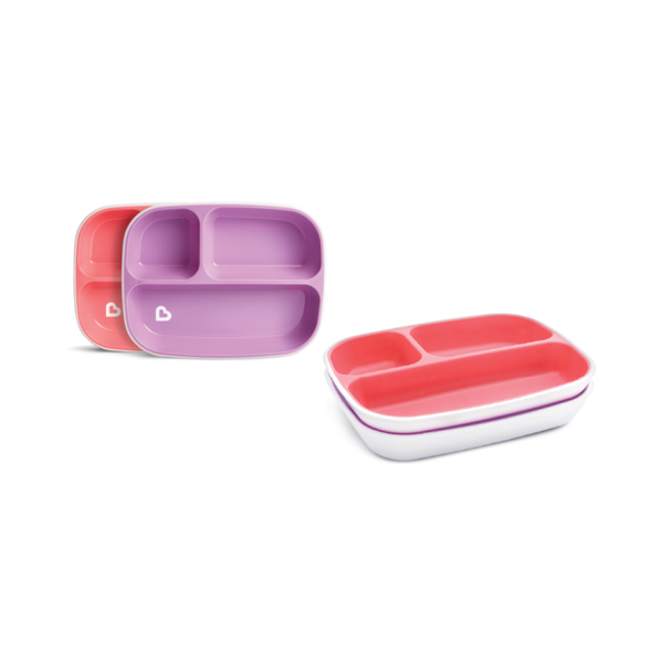 Bộ 2 đĩa chia ngăn chống trượt Munchkin hồng-tím