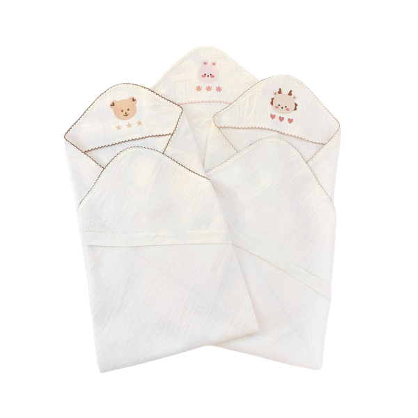 Ủ choàng đón bé organic mới viền hoa Monona MNN023