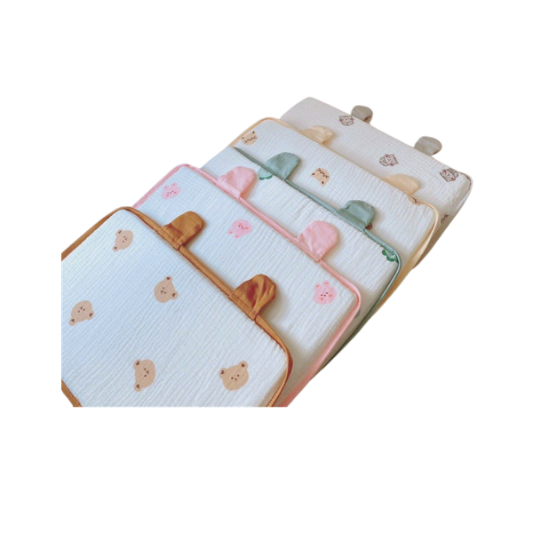 Gối cao su non tai gấu vải muslin Monona MNN057