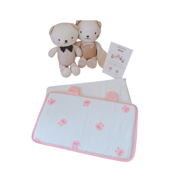 Gối cao su non tai gấu vải muslin Monona MNN057