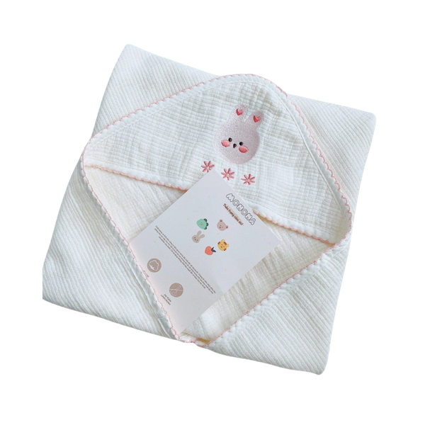 Ủ choàng đón bé organic mới viền hoa Monona MNN023