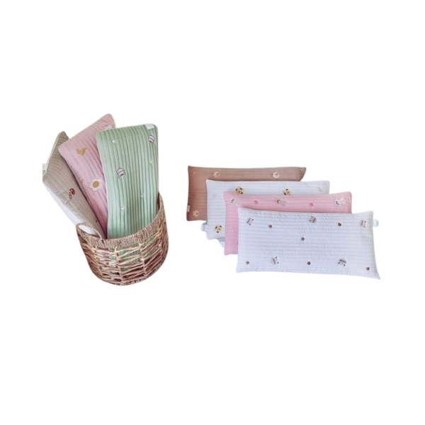 Gối đầu dài chữ nhật thêu trần bông Monona 30x60