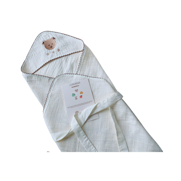 Ủ choàng đón bé organic mới viền hoa Monona MNN023