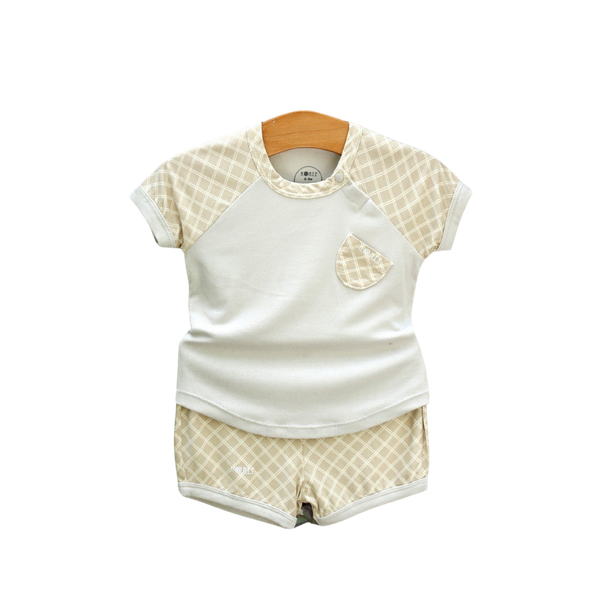 Bộ cộc tay raglan phối kẻ Hrnee
