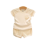Bộ cộc tay raglan phối kẻ Hrnee