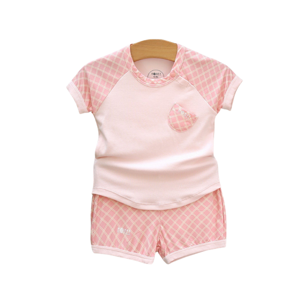 Bộ cộc tay raglan phối kẻ Hrnee