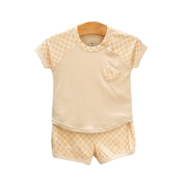 Bộ cộc tay raglan phối kẻ Hrnee