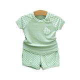 Bộ cộc tay raglan phối kẻ Hrnee