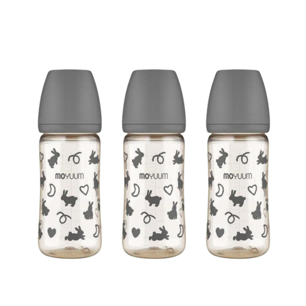 Bình sữa Moyuum họa tiết 270ml xám
