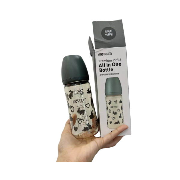 Bình sữa Moyuum họa tiết 270ml xám