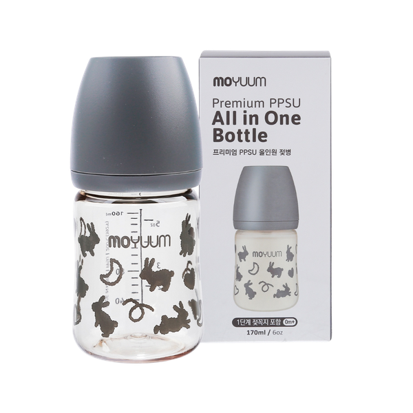 Bình sữa Moyuum họa tiết 170ml xám