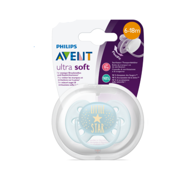 Ty ngậm silicon thông khí Philips Avent 6-18m trai (vỉ đơn)