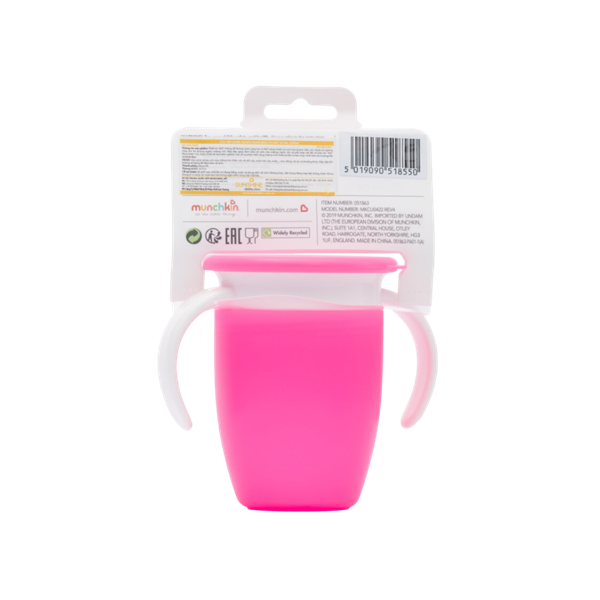 Cốc tập uống 360 độ Munchkin có nắp 207ml hồng