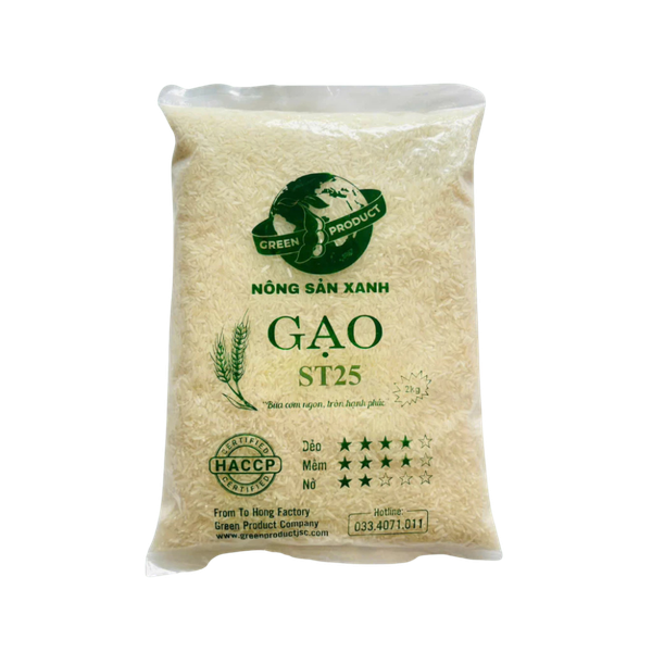 Gạo ST25 loại 1, lúa tôm, không pha, loại 2kg (Nông sản xanh)
