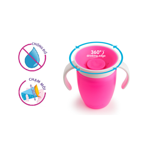 Cốc tập uống 360 độ Munchkin có nắp 207ml hồng