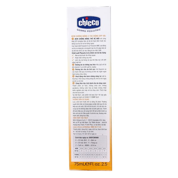 Kem chống nắng 3 tác động SPF 50+ Chicco