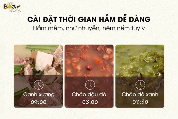 Nồi nấu cháo chậm Bear 0,8L vàng (SUBE001)