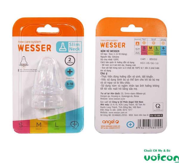 Núm vú Wesser CH size + (3-18 tháng)