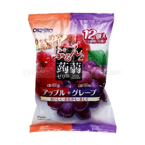 Thạch túi Orihiro Nhật vị táo và nho 12 gói