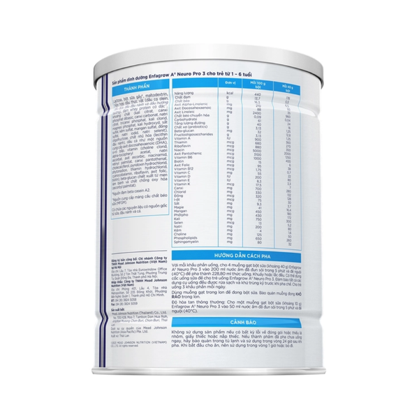 Sữa Enfagrow NeuroPro A2 số 3 (800g) cho bé từ 1-6 tuổi