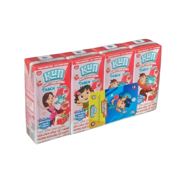 Sữa Kun hương kem dâu có thạch 170ml (lốc 4 hộp)