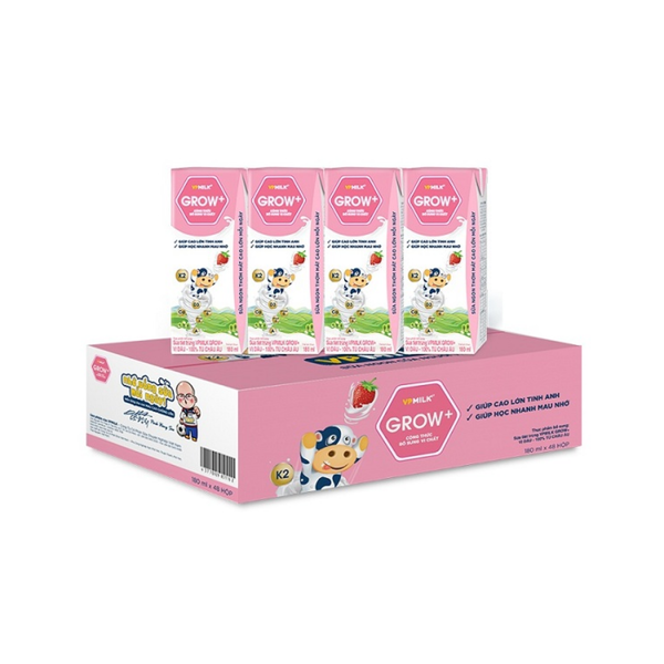 Sữa tiệt trùng VPMilk Grow+ vị dâu 180ml (lốc 4 hộp)