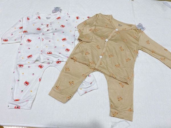 Set 2 bộ dài tay thun lạnh họa tiết cho bé sơ sinh Taco Size 2 (4-5 kg)