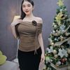 A7 - Áo Bẹt Vai Phối Hoa Len Dệt Mai Bùi Store